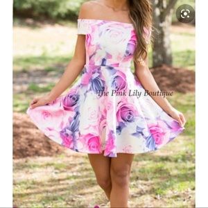 Floral Off the Shoulder Skater Dress